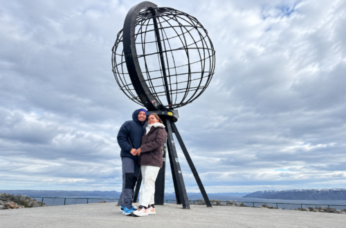 Couple Beneath the Arctic Globe Monument